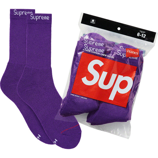 Supreme x Hanes Crew Socks (4 Pack) Purple